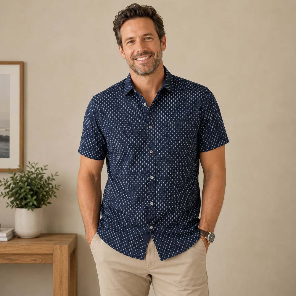 Chaps Everyday Performance Men's Geometric Micro-Print Short-Sleeve Z137JC